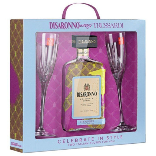 DISARONNO AMARETTO TRUSARDI + 2 PAHARE CRISTAL 0.7L