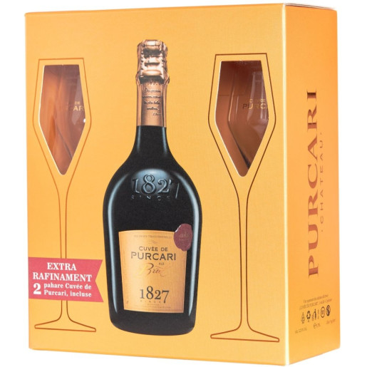 PURCARI SPUMANT ALB BRUT+ 2 PAHARE 0.75L